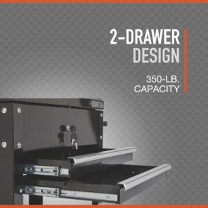 Ironton 28in. 2-Drawer Tool Cart - 30-1/2in.L x 14-1/2in.W x 33in.H, 350-Lb. Capacity