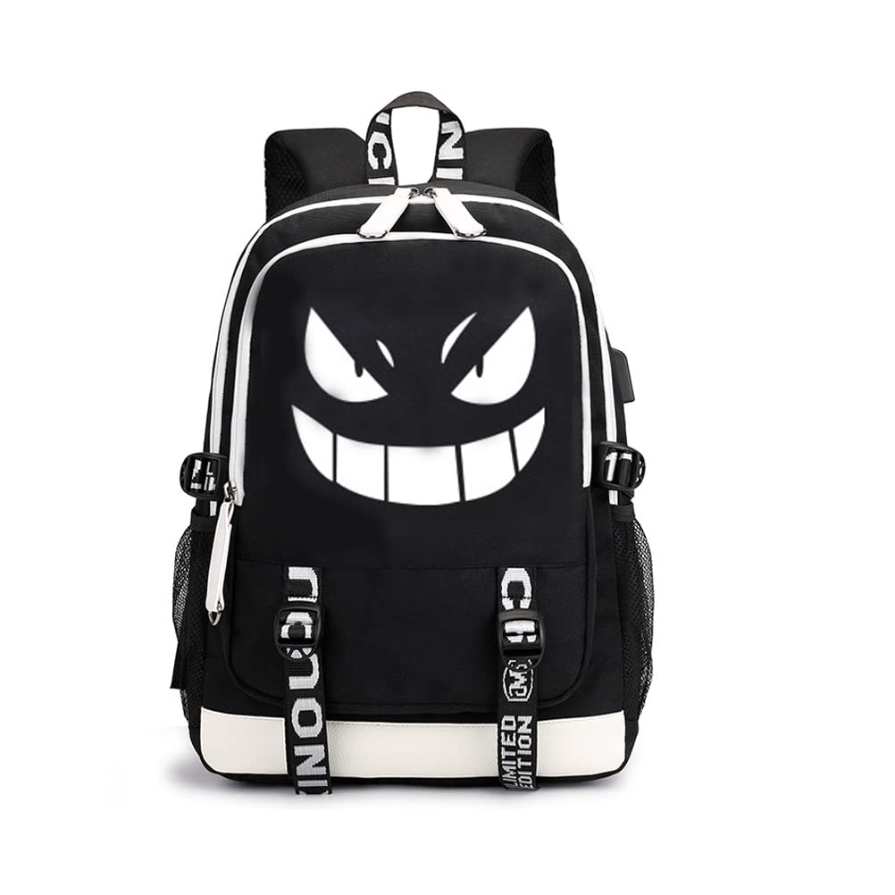 WZCSLM 15.6 Inch Stylish Computer Backpack Teens Bag College School Casual Daypack With USB Port Business Backpack Laptop Bag for Cartoon Glow at nightPattern(Ghost eye1)