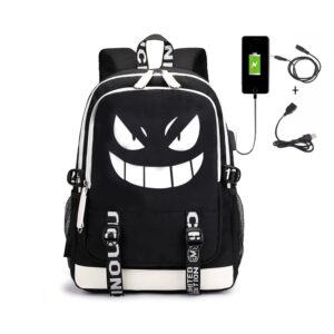 WZCSLM 15.6 Inch Stylish Computer Backpack Teens Bag College School Casual Daypack With USB Port Business Backpack Laptop Bag for Cartoon Glow at nightPattern(Ghost eye1)