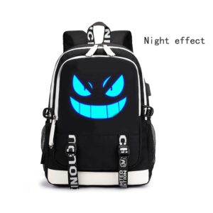 WZCSLM 15.6 Inch Stylish Computer Backpack Teens Bag College School Casual Daypack With USB Port Business Backpack Laptop Bag for Cartoon Glow at nightPattern(Ghost eye1)