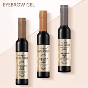 Wine Eyebrow Gel 3 Colors Wine Bottle Tattoo Brow Gel Tint Eyebrow Beauty Dyeing Eyebrow Cream Peelable Tearing Eyebrow Colouring Gel Waterproof Quick Dry Dyeing No Smudge Easy to Color