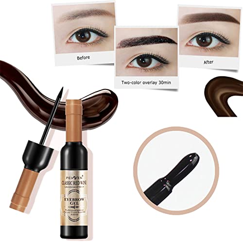 Wine Eyebrow Gel 3 Colors Wine Bottle Tattoo Brow Gel Tint Eyebrow Beauty Dyeing Eyebrow Cream Peelable Tearing Eyebrow Colouring Gel Waterproof Quick Dry Dyeing No Smudge Easy to Color