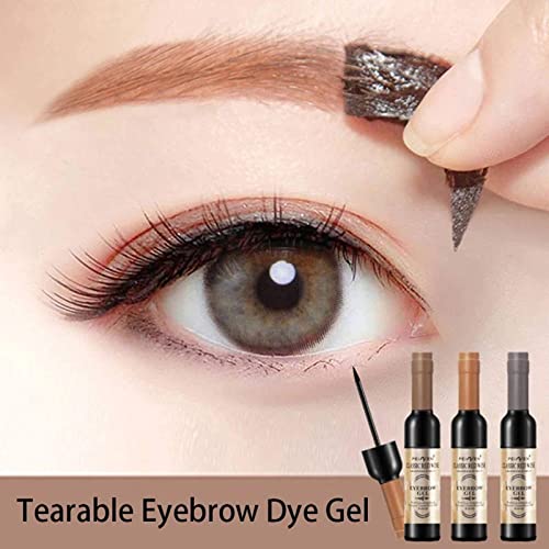 Wine Eyebrow Gel 3 Colors Wine Bottle Tattoo Brow Gel Tint Eyebrow Beauty Dyeing Eyebrow Cream Peelable Tearing Eyebrow Colouring Gel Waterproof Quick Dry Dyeing No Smudge Easy to Color