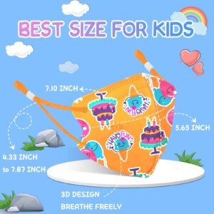 ChiSip 50Pcs KN95 Face Mask for Kids, 5-Layers Breathable KN95 Masks with Cartoon Pattern for Children Boys Girls, Cake Print Safety Masks