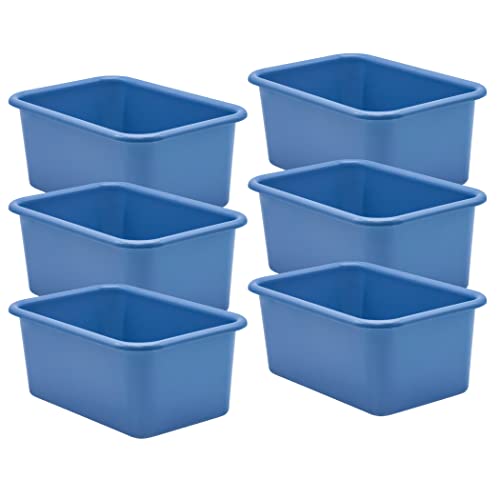 Teacher Created Resources Slate Blue Small Plastic Storage Bin, Pack of 6