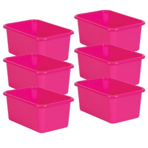 Teacher Created Resources Pink Small Plastic Storage Bin, Pack of 6