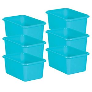 teacher created resources teal small plastic storage bin, pack of 6