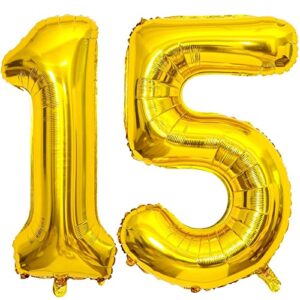 40 inch gold 15 number balloons giant jumbo huge 15 or 51 foil mylar helium number digital balloons gold birthday mylar digital balloons 15th 51st birthday anniversary events party decorations