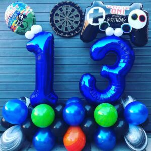 40 Inch Navy Blue 13 Number Balloons Giant Jumbo Huge 13 or 31 Foil Mylar Helium Number Digital Balloons Dark Blue Birthday Mylar Digital Balloons 13th 31st Birthday Party Decorations Supplies