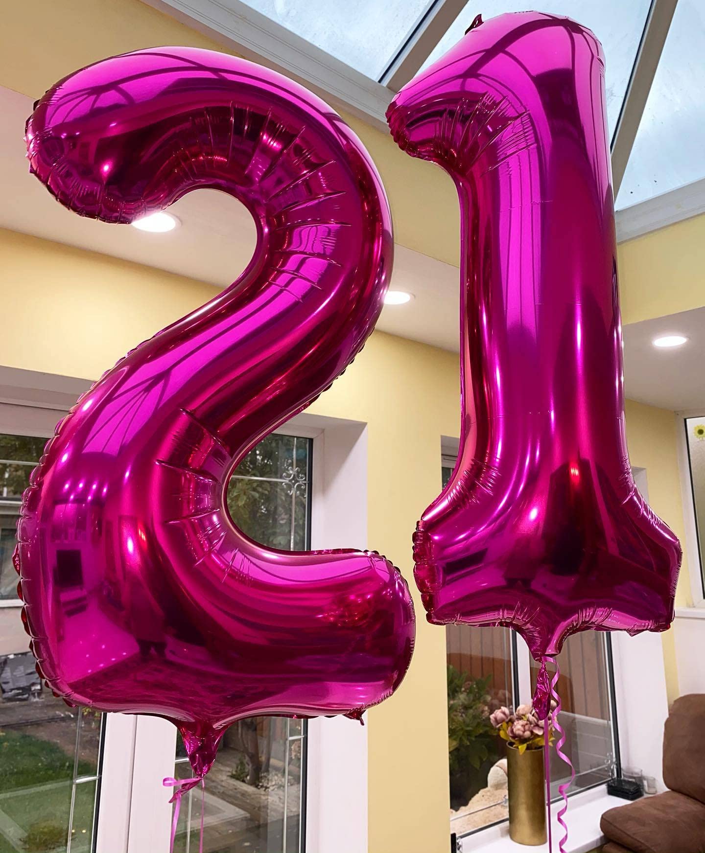 40 Inch Hot Pink 21 Number Balloons Giant Jumbo Huge 12 or 21 Foil Mylar Helium Number Balloons Dark Pink Birthday Mylar Digital Balloons 12th 21st Birthday Anniversary Events Party Decorations