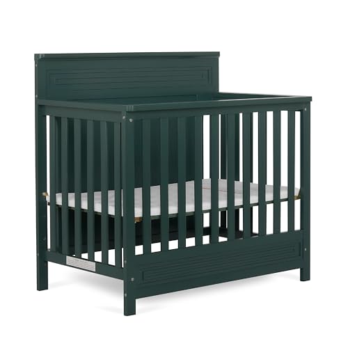 Dream On Me Harbor Full Panel 4-in-1 Convertible Mini Crib in Olive, Water-Based Paint Finish, JPMA Certified, 3-Position Mattress Height Setting, Made of Solid Pinewood