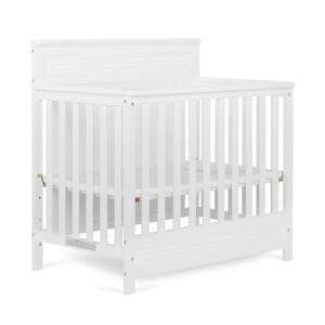 Dream On Me Harbor Full Panel 4-in-1 Convertible Mini Crib in White, Water-Based Paint Finish, JPMA Certified, 3-Position Mattress Height Setting, Made of Solid Pinewood