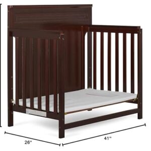 Dream On Me Harbor Full Panel 4-in-1 Convertible Mini Crib in Espresso, Water-Based Paint Finish, JPMA Certified, 3-Position Mattress Height Setting, Made of Solid Pinewood