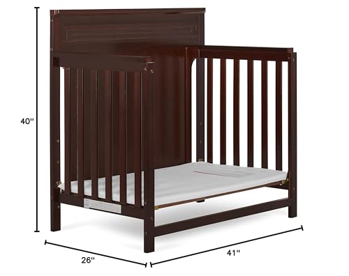 Dream On Me Harbor Full Panel 4-in-1 Convertible Mini Crib in Espresso, Water-Based Paint Finish, JPMA Certified, 3-Position Mattress Height Setting, Made of Solid Pinewood