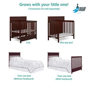 Dream On Me Harbor Full Panel 4-in-1 Convertible Mini Crib in Espresso, Water-Based Paint Finish, JPMA Certified, 3-Position Mattress Height Setting, Made of Solid Pinewood