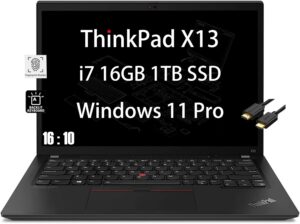 lenovo thinkpad x13 gen 2 13.3" wuxga (intel 4-core i7-1165g7, 16gb ram, 1tb pcie ssd) lightweight business laptop, backlit keyboard, thunderbolt 4, fingerprint, wifi 6e, ist cable, webcam, win 11 pro