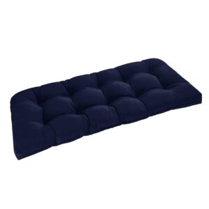 downluxe outdoor bench cushion for patio furniture, waterproof tufted overstuffed porch swing cushions, memory foam outdoor loveseat cushions, 44" x 19" x 5", navy, set of 1