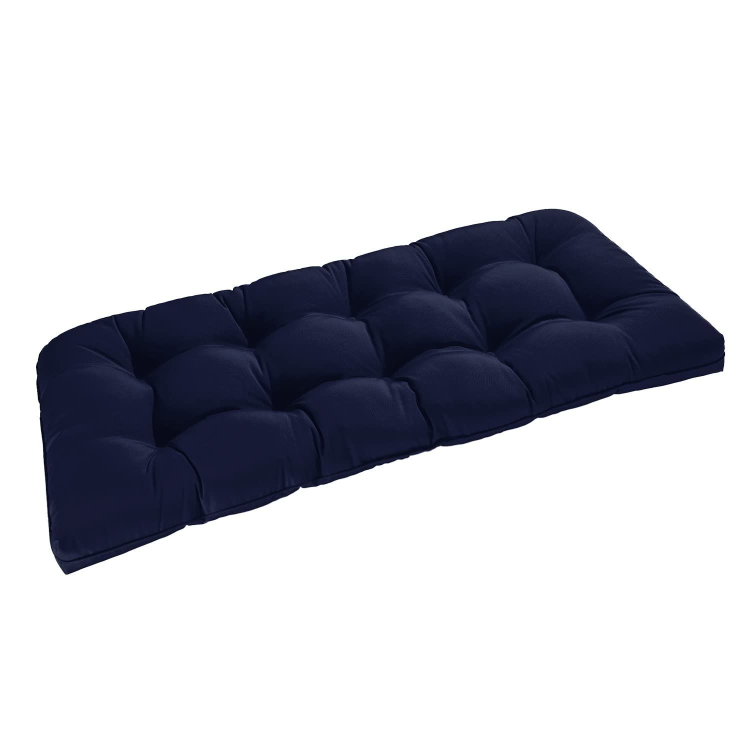 downluxe Outdoor Bench Cushion for Patio Furniture, Waterproof Tufted Overstuffed Porch Swing Cushions, Memory Foam Outdoor Loveseat Cushions, 44" X 19" X 5", Navy, Set of 1