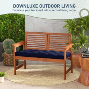 downluxe Outdoor Bench Cushion for Patio Furniture, Waterproof Tufted Overstuffed Porch Swing Cushions, Memory Foam Outdoor Loveseat Cushions, 44" X 19" X 5", Navy, Set of 1