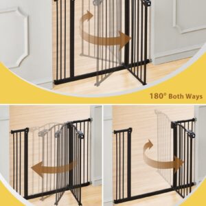 InnoTruth 29-39.6" Width Auto Close Baby Gate, 30" Tall Wide Dog Gate for Pets, Easy Install Walk Through for Doors, Hallways, House, Safety Kid/Puppy Pressure or Hardware Mounted Metal Gate, Black