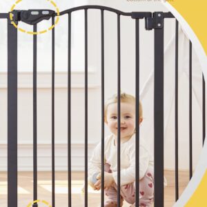 InnoTruth 29-39.6" Width Auto Close Baby Gate, 30" Tall Wide Dog Gate for Pets, Easy Install Walk Through for Doors, Hallways, House, Safety Kid/Puppy Pressure or Hardware Mounted Metal Gate, Black