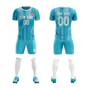 custom soccer jersey uniform for men women boy sleeveless personalized shirt and shorts with name number, aqua blue&white-28, one size