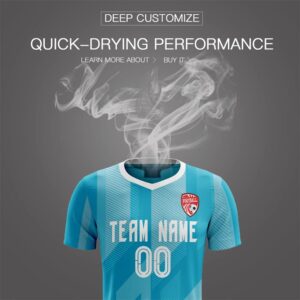 Custom Soccer Jersey Uniform for Men Women Boy Sleeveless Personalized Shirt and Shorts with Name Number, Aqua Blue&white-28, One Size