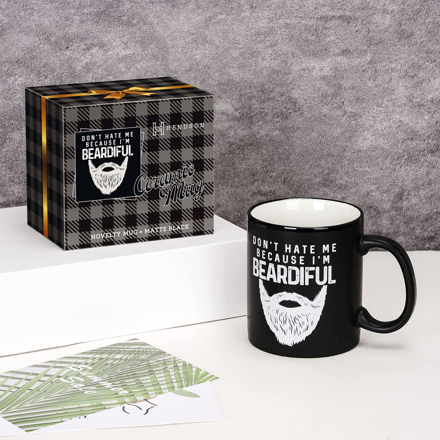 Funny Coffee Mugs for Men - Birthday, Christmas Gifts for Beard Lovers - Bearded Dad, Brother, Uncle, Boyfriend, Husband Gift Ideas - Novelty Manly Macho Mens Present - Beardiful Matte Black Mug