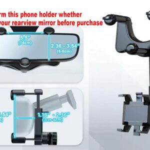 2022 Rotatable and Retractable Car Phone Holder - Rear View Mirror Phone Holder, Car Phone Holder Mount 360-degree Rotation Adjustment, Easy to Install and Remove for All Mobile Phones and All Car