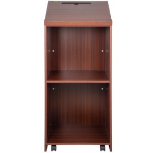 VEVOR Wood Podium, 23.6" x 47.2", Lecterns and Podiums w/ 4 Rolling Wheels, Slant Surface, Baffle Plate & Shelf, Easy Assembly Walnut Lecterns for Church, Office, School, Home