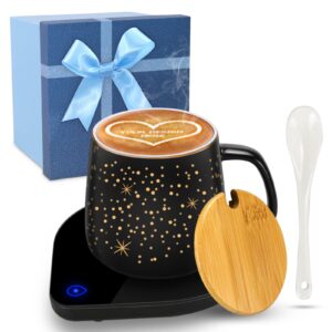 【2023 upgraded】 coffee warmer with mug set/coffee cup with warmer/coffee mug warmer with 2 temperature/coffee cup warmer for desk/gifts for birthday, thanksgiving day and christmas, valentine's day