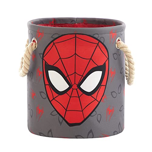 Marvel Spiderman 3 Piece Multi Size Fabric Nestable Toy Storage Basket Set, with Rope Carry Handles