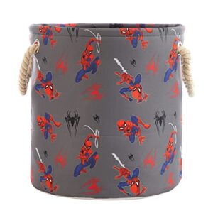 Marvel Spiderman 3 Piece Multi Size Fabric Nestable Toy Storage Basket Set, with Rope Carry Handles