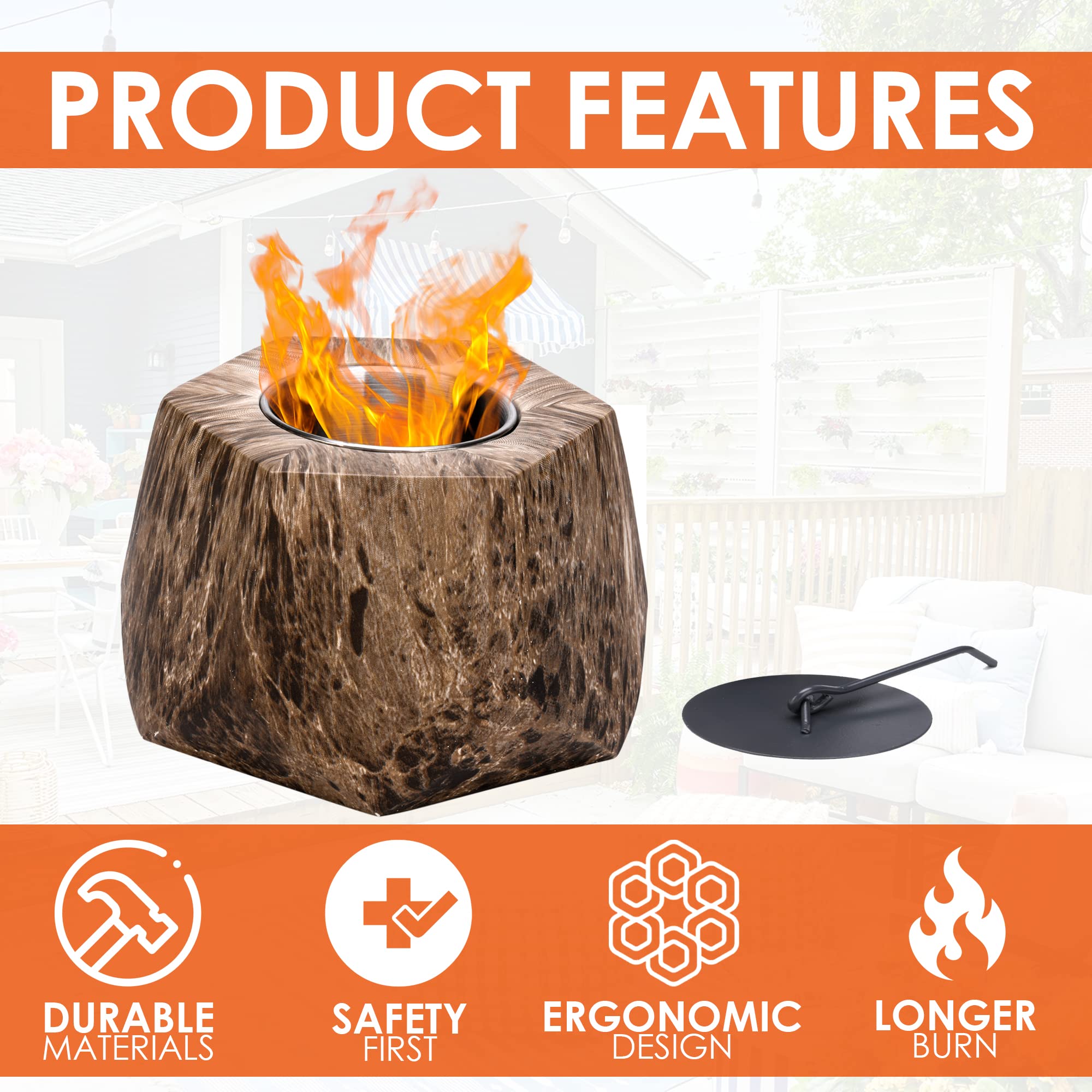 Tabletop Rubbing Alcohol Fireplace Indoor Outdoor Fire Pit Portable Fire Concrete Bowl Pot Fireplace