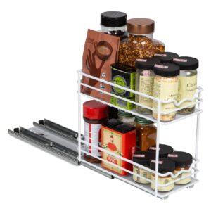 holdn’ storage pull out spice rack organizer for cabinet, heavy duty-5 year limited warranty- slide out spice rack 4.5" w -fits spices, sauces, cans etc. requires at least 4.9” cabinet opening