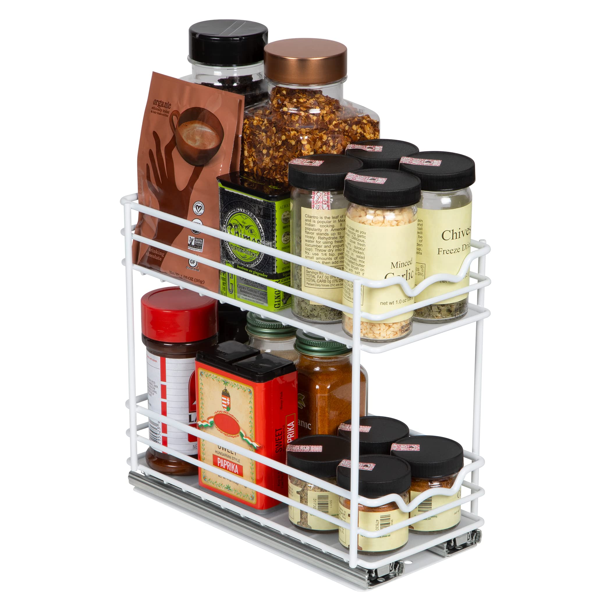HOLDN’ STORAGE Pull Out Spice Rack Organizer for Cabinet, Heavy Duty-5 Year Limited Warranty- Slide Out Spice Rack 4.5" W -Fits Spices, Sauces, Cans etc. Requires at least 4.9” Cabinet Opening
