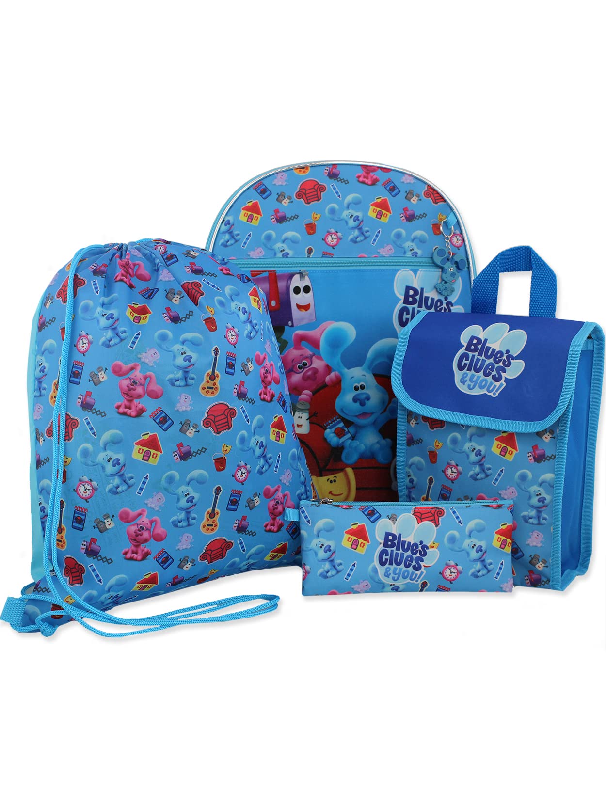 Nickelodeon Blue's Clues & You Boys Girls 16" Backpack 5 piece School Set (One Size, Blue)