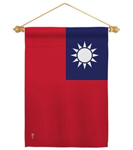 americana home & garden taiwan garden flag set wood dowel regional nation international world country particular area house decoration banner small yard gift double-sided, made in usa