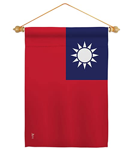 Americana Home & Garden Taiwan Garden Flag Set Wood Dowel Regional Nation International World Country Particular Area House Decoration Banner Small Yard Gift Double-Sided, Made in USA