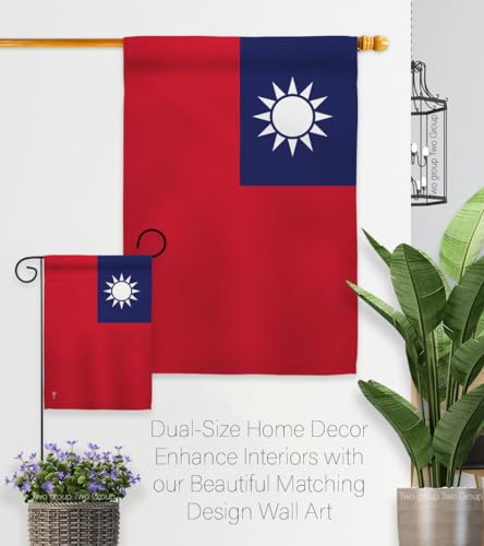 Americana Home & Garden Taiwan Garden Flag Set Wood Dowel Regional Nation International World Country Particular Area House Decoration Banner Small Yard Gift Double-Sided, Made in USA