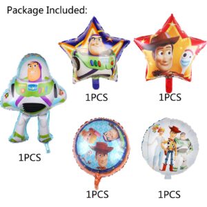 Toy Game Story Party Balloons Supplies 5PCS Toy Story Balloons Set for Kid’s Birthday Baby Shower Decorations