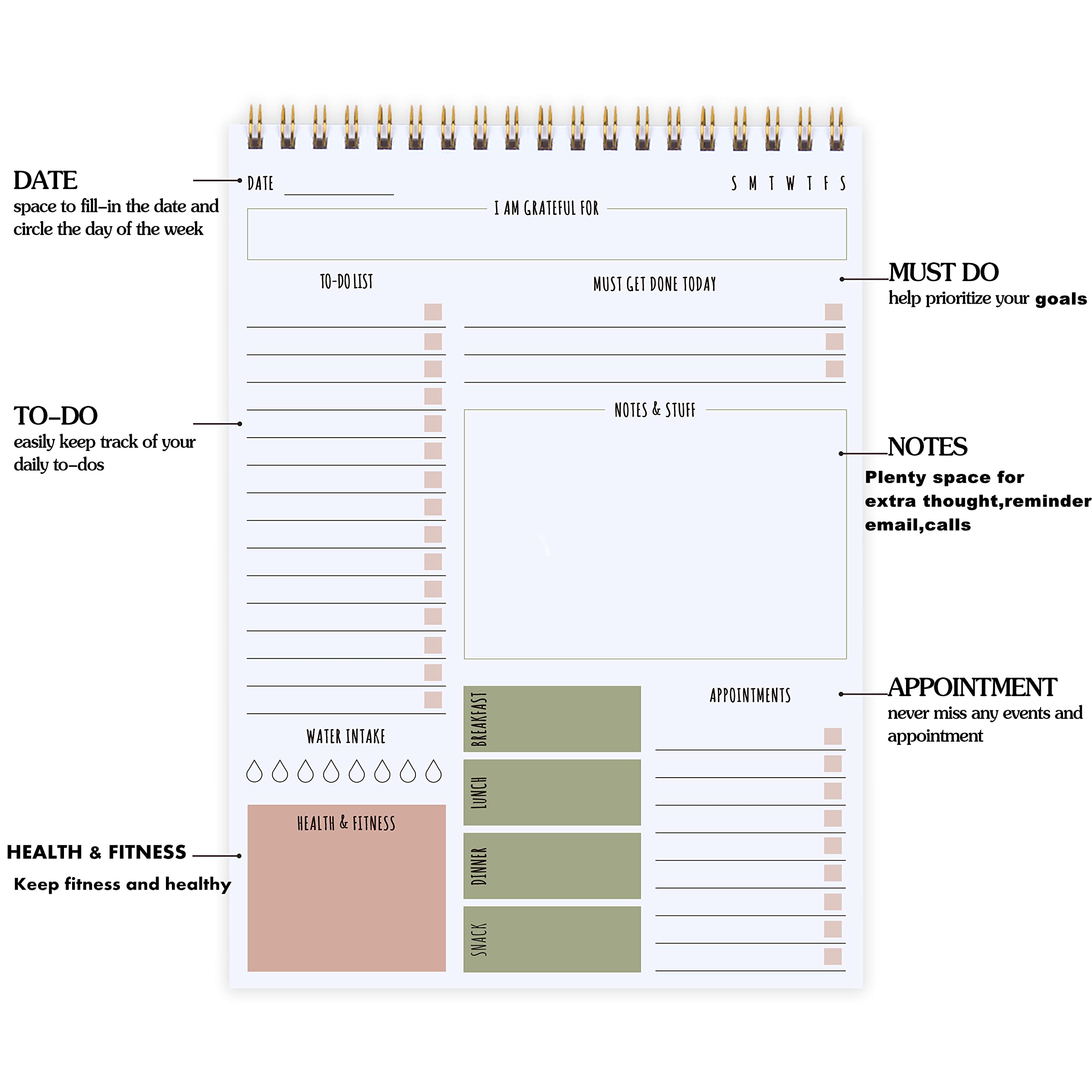 To Do List Notepad 52 Sheets Tear Off Daily Planner,5.8" x 8.4" Organizing To-do Notepads