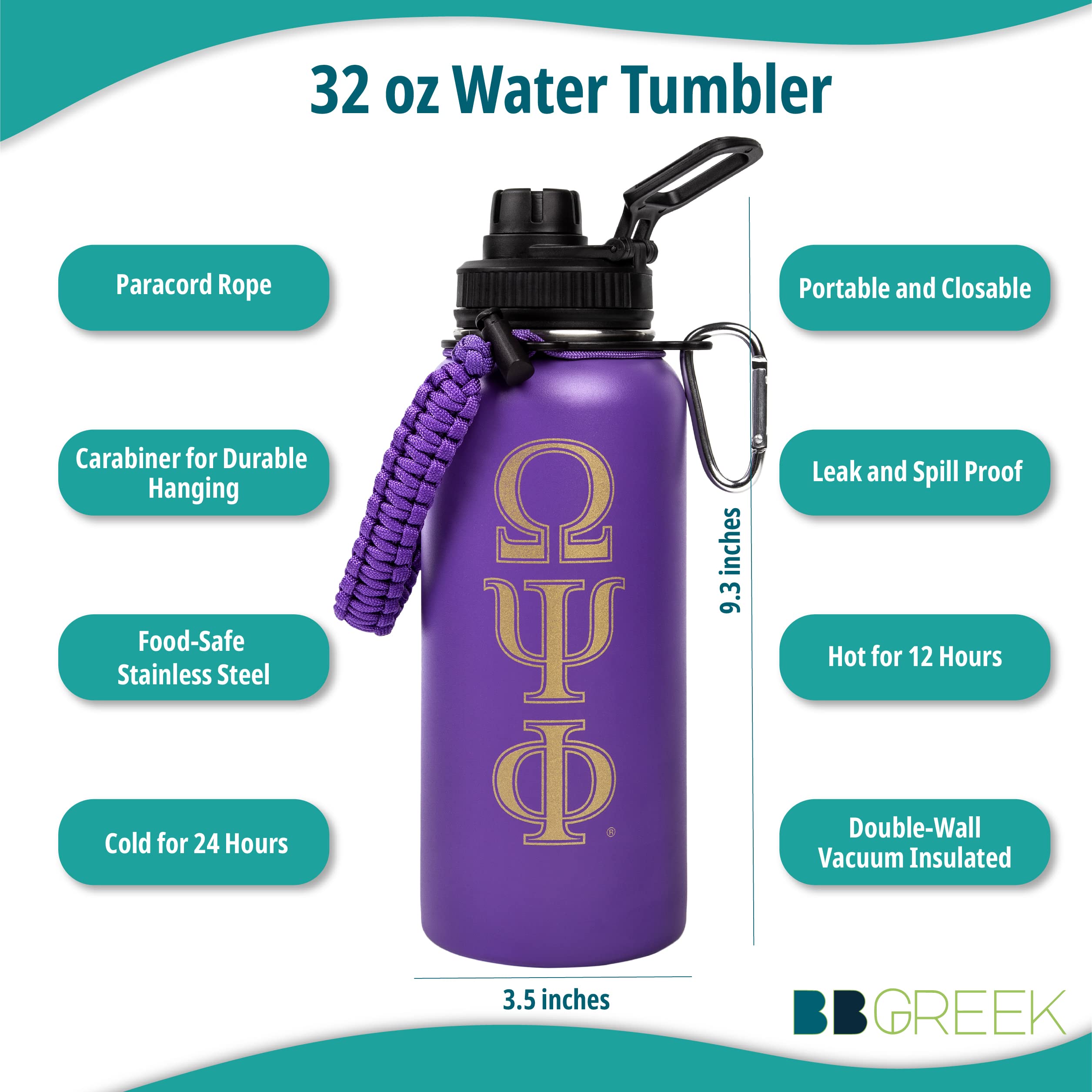 BBGreek Omega Psi Phi Official Vendor - 32 oz Rugged Tumbler - Omega - Fraternity Paraphernalia