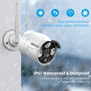 OOSSXX (3.0MP Wireless Extend Camera with Audio) Just Wireless Extend Camera Wireless Security System(3.0MP/5.0MP System) IP67 Waterproof WiFi Camera, Wireless Surveillance Camera