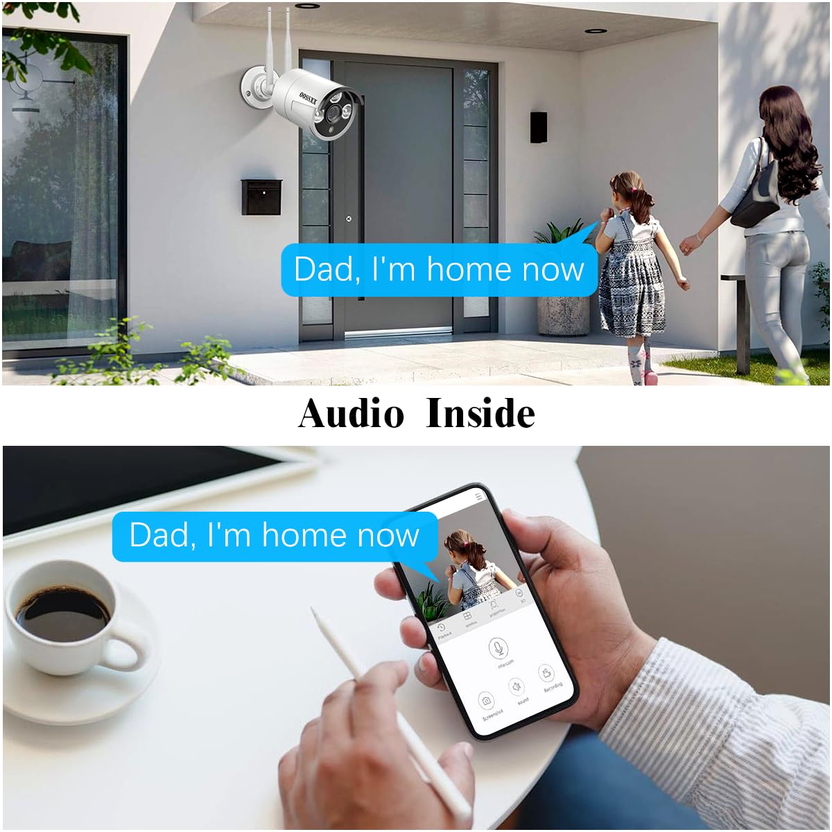 OOSSXX (3.0MP Wireless Extend Camera with Audio) Just Wireless Extend Camera Wireless Security System(3.0MP/5.0MP System) IP67 Waterproof WiFi Camera, Wireless Surveillance Camera