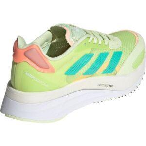 adidas adizero boston 10 running shoe - women's almost lime/mint rush/light flash orange, 9.5