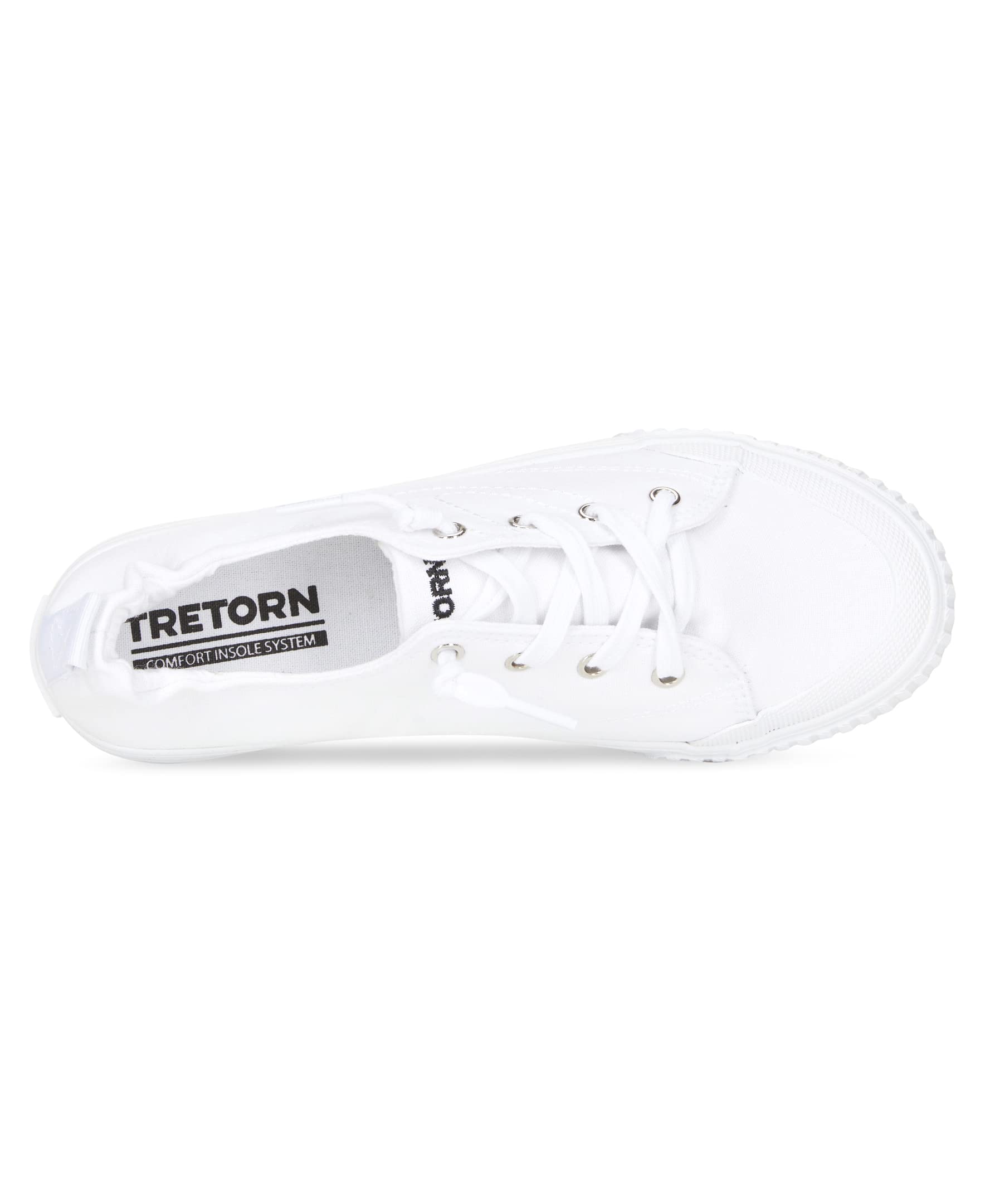 TRETORN Meg Womens Slip On Sneakers | Scrunch Back Slide Cushioned Insole & Rubber Outsole, White, 6