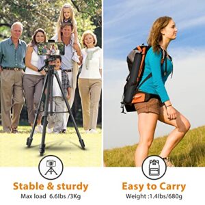 63" Tripod for iPad and iPhone, GMAIPOP Camera Tripod Stand for Cell Phone/Tablet 4"-12.9",Aluminum Portable Travel Tripod Mount with Remote & Carry Bag for Live Stream/Video Recording