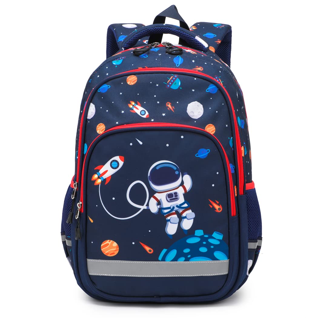 Dorlubel Lightweight Backpack for Boys School Backpack with Insulated Lunch Tote & Pencil Case Preschool Kindergarten Elementary Book Bag Set(Navy Blue Space)