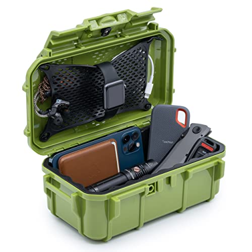 Evergreen 57 Waterproof Dry Box Protective Case - Travel Safe/Mil Spec/USA Made - for Cameras, Phones, Ammo Can, Camping, Hiking, Boating, Water Sports, Knives, & Survival (Green)